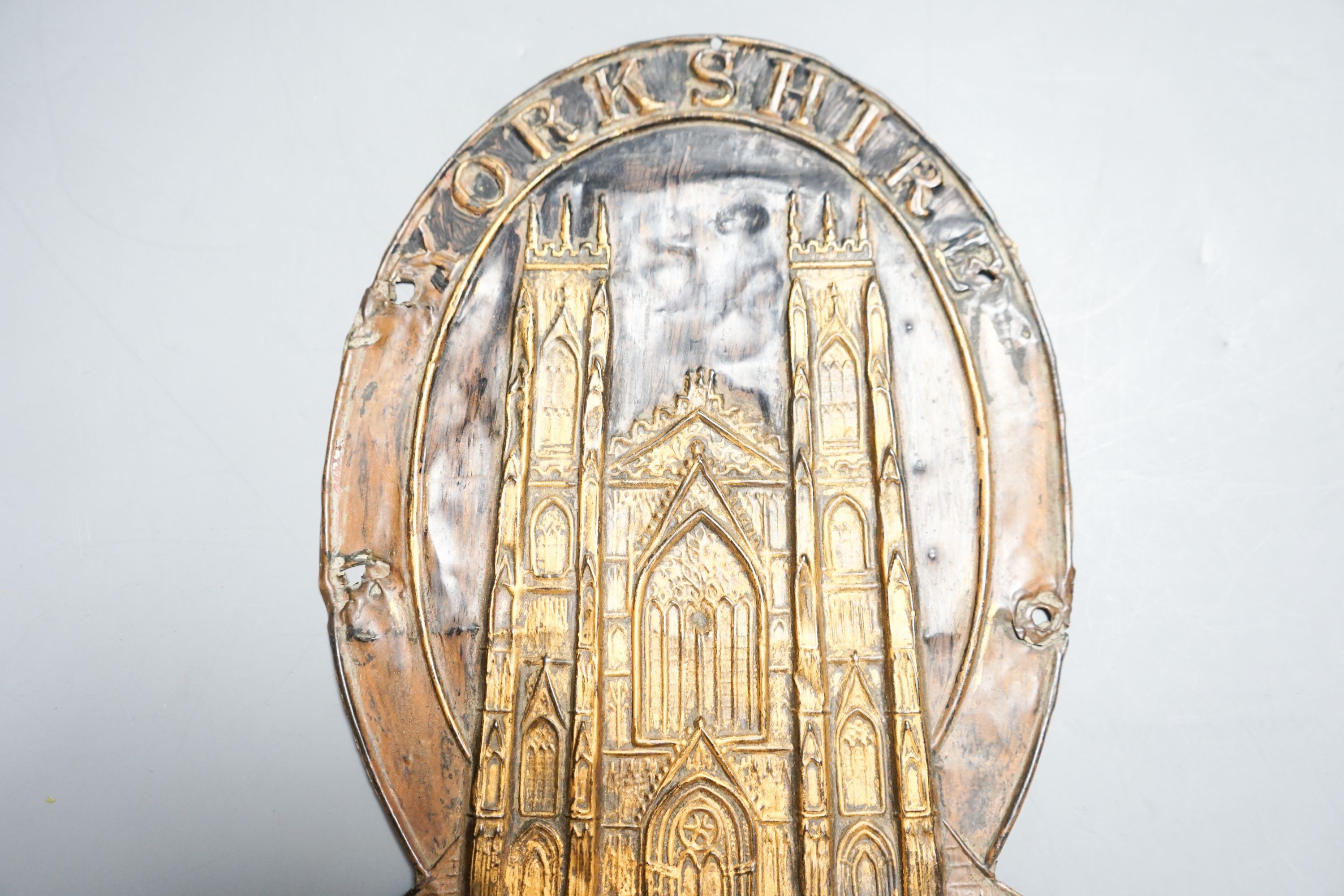 A Yorkshire Insurance copper fire plaque, 24cm